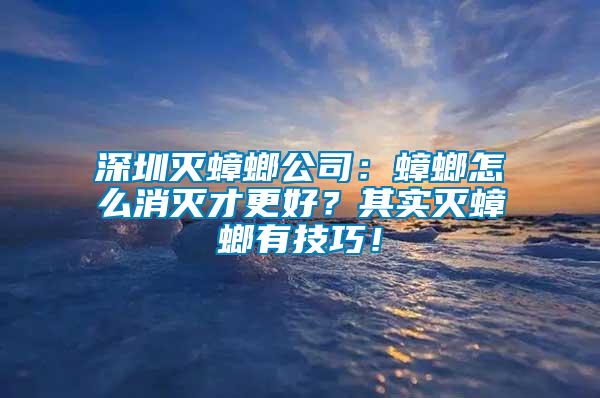 深圳滅蟑螂公司：蟑螂怎么消滅才更好？其實滅蟑螂有技巧！