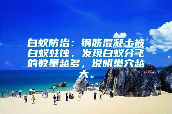 白蟻防治：鋼筋混凝土被白蟻蛀蝕，發現白蟻分飛的數量越多，說明巢穴越大。