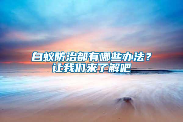 白蟻防治都有哪些辦法?讓我們來了解吧